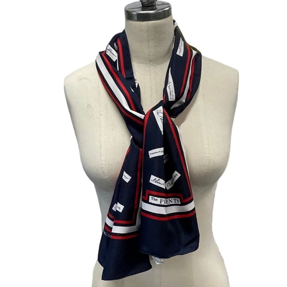 Millicent Presidents Signatures Scarf 50"‎ Made In Italy Red/White/Blue RNC DNC